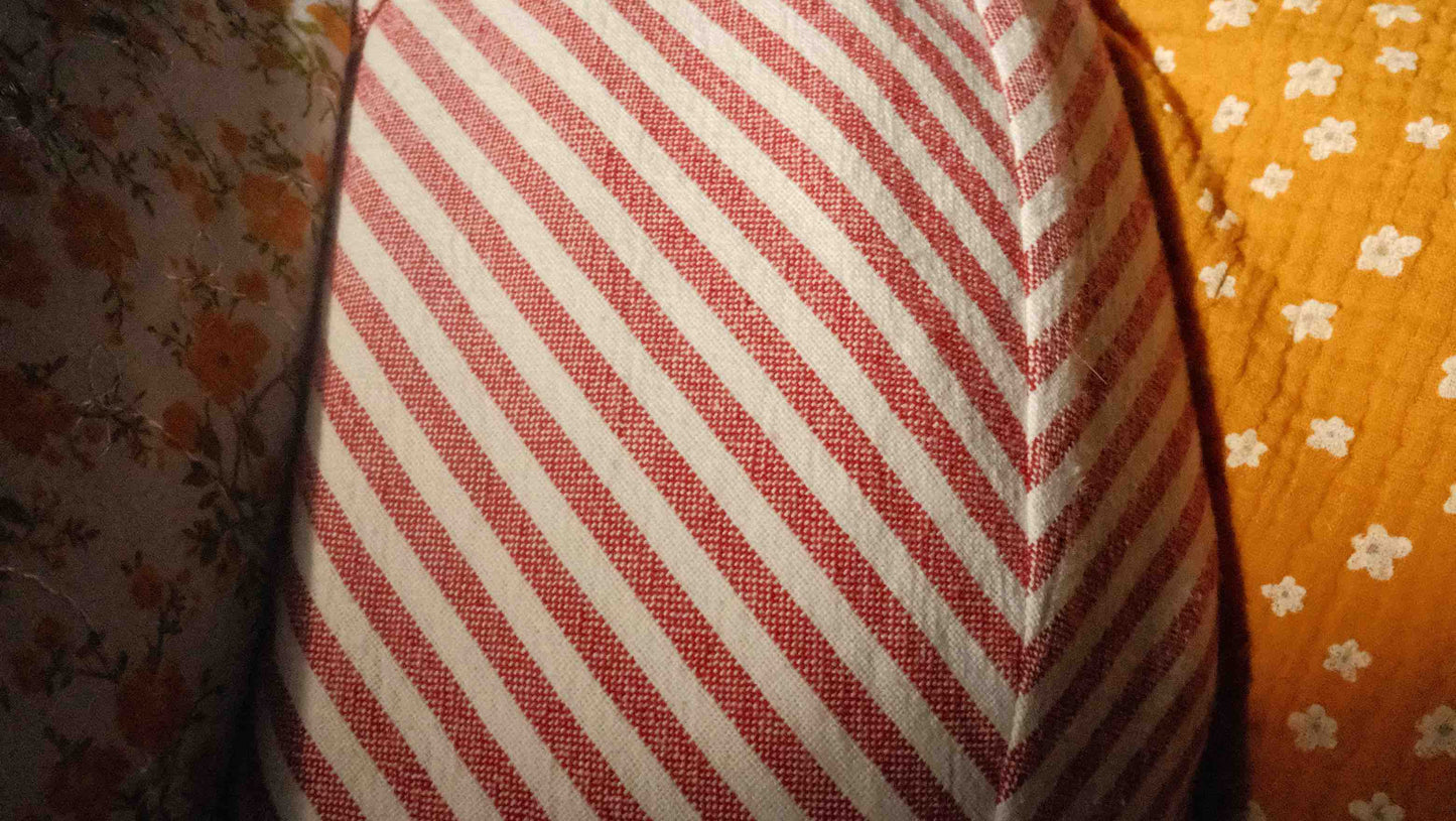 the big organic nursing pillow → brick stripes